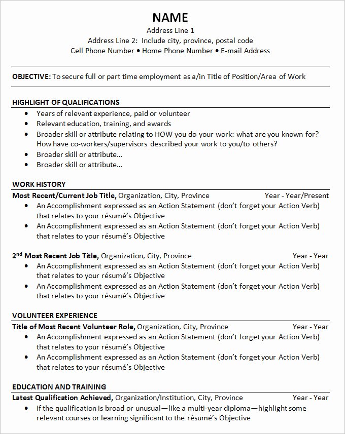Chronological Resume Template – 25 Free Samples Examples