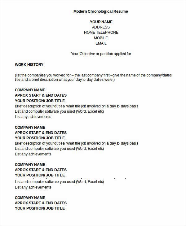 Chronological Resume Template 28 Free Word Pdf