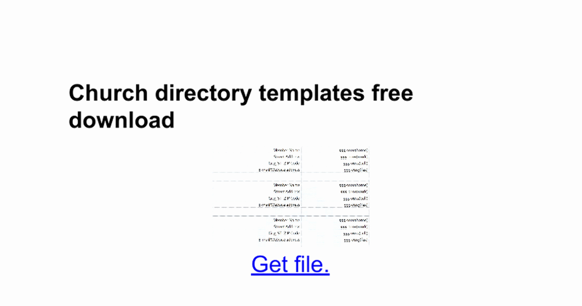 Church Directory Templates Free Google Docs