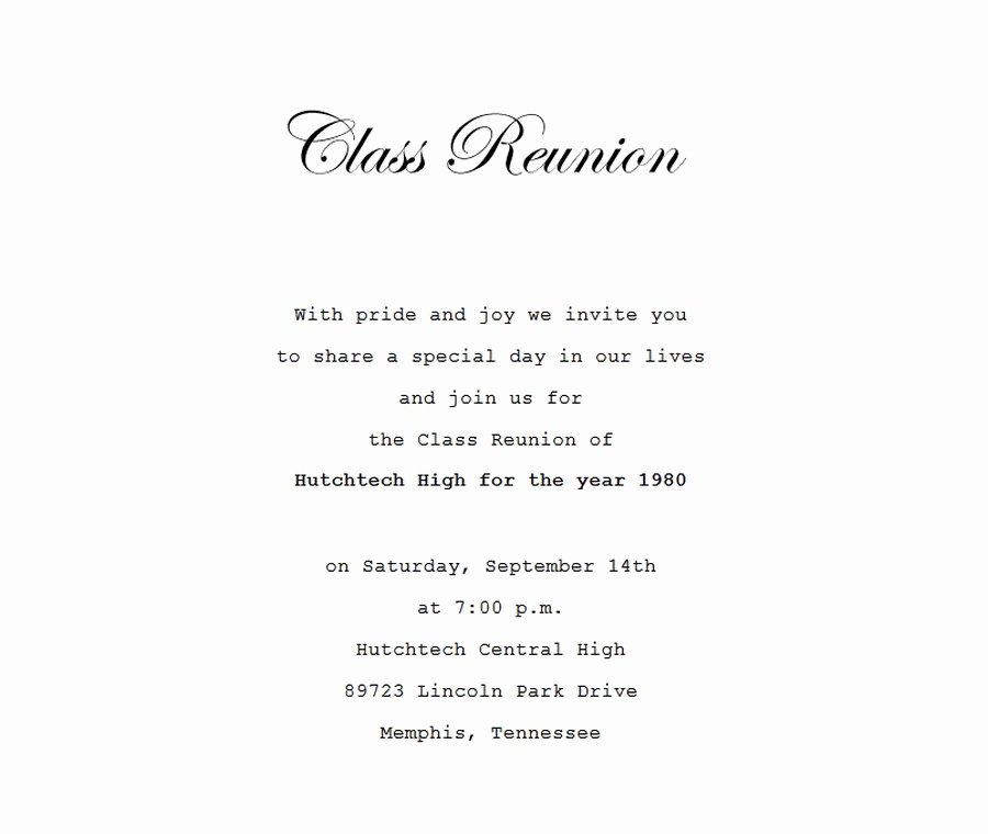 Class Reunion Invitation 4 Wording