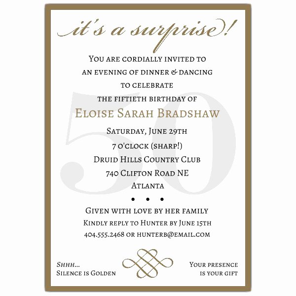 Classic 50th Birthday Gold Surprise Party Invitations