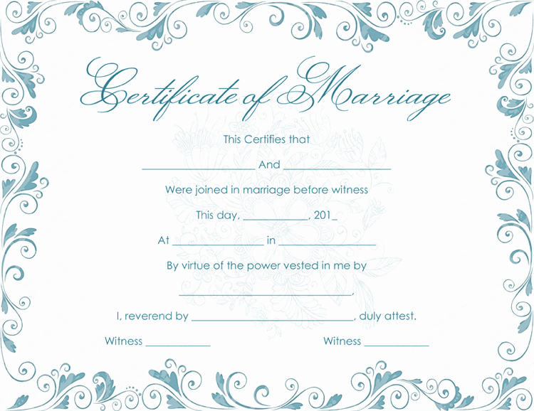 Classic Bluish Marriage Certificate Template