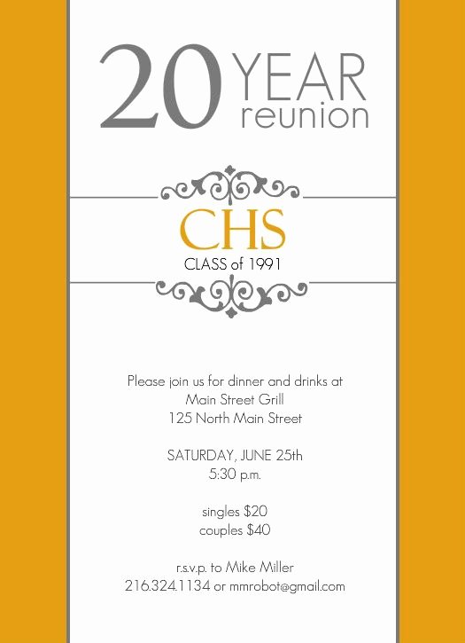 Classic Colors 20 Year Class Reunion Invitation by