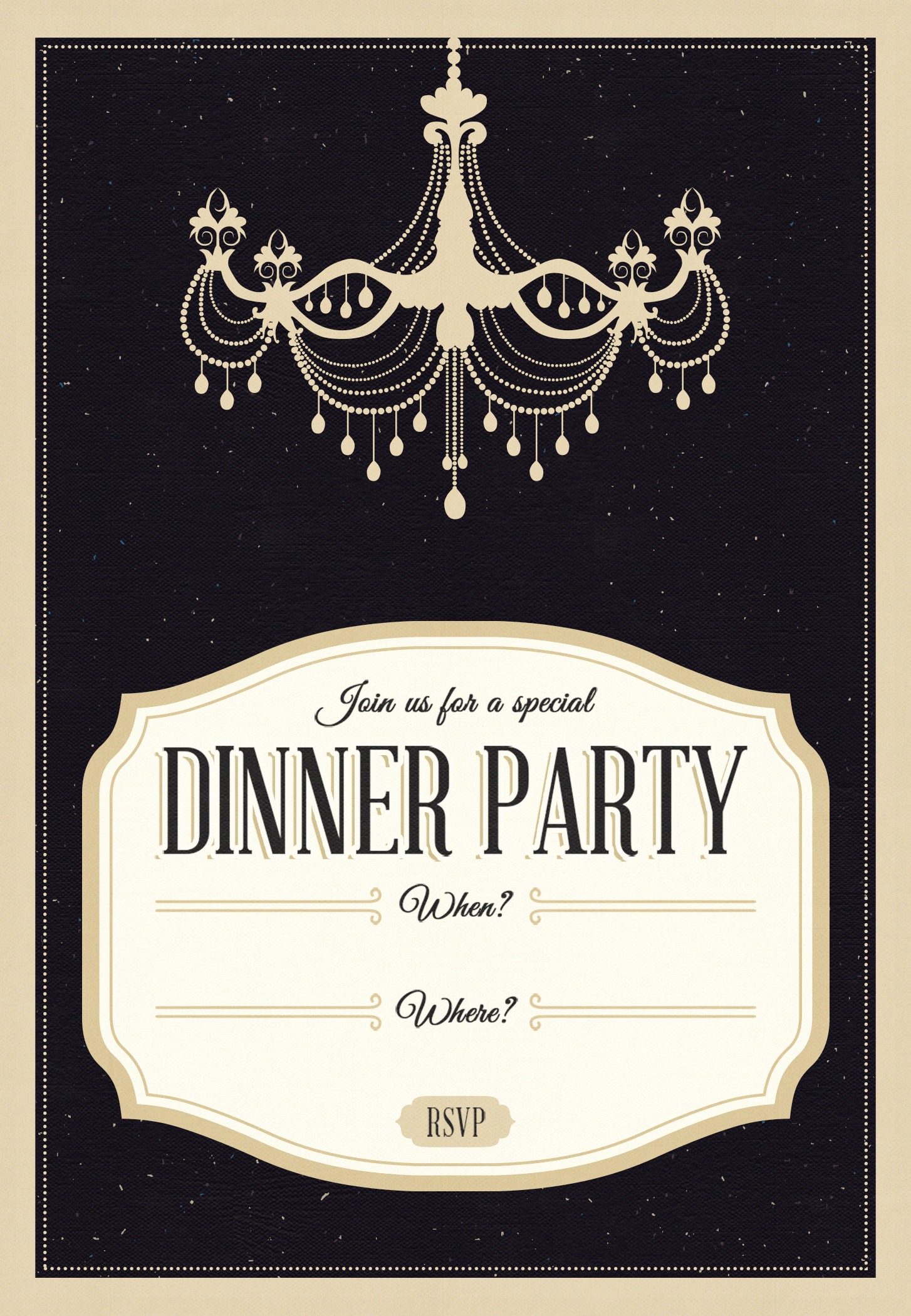 Classy Chandelier Free Printable Dinner Party Invitation