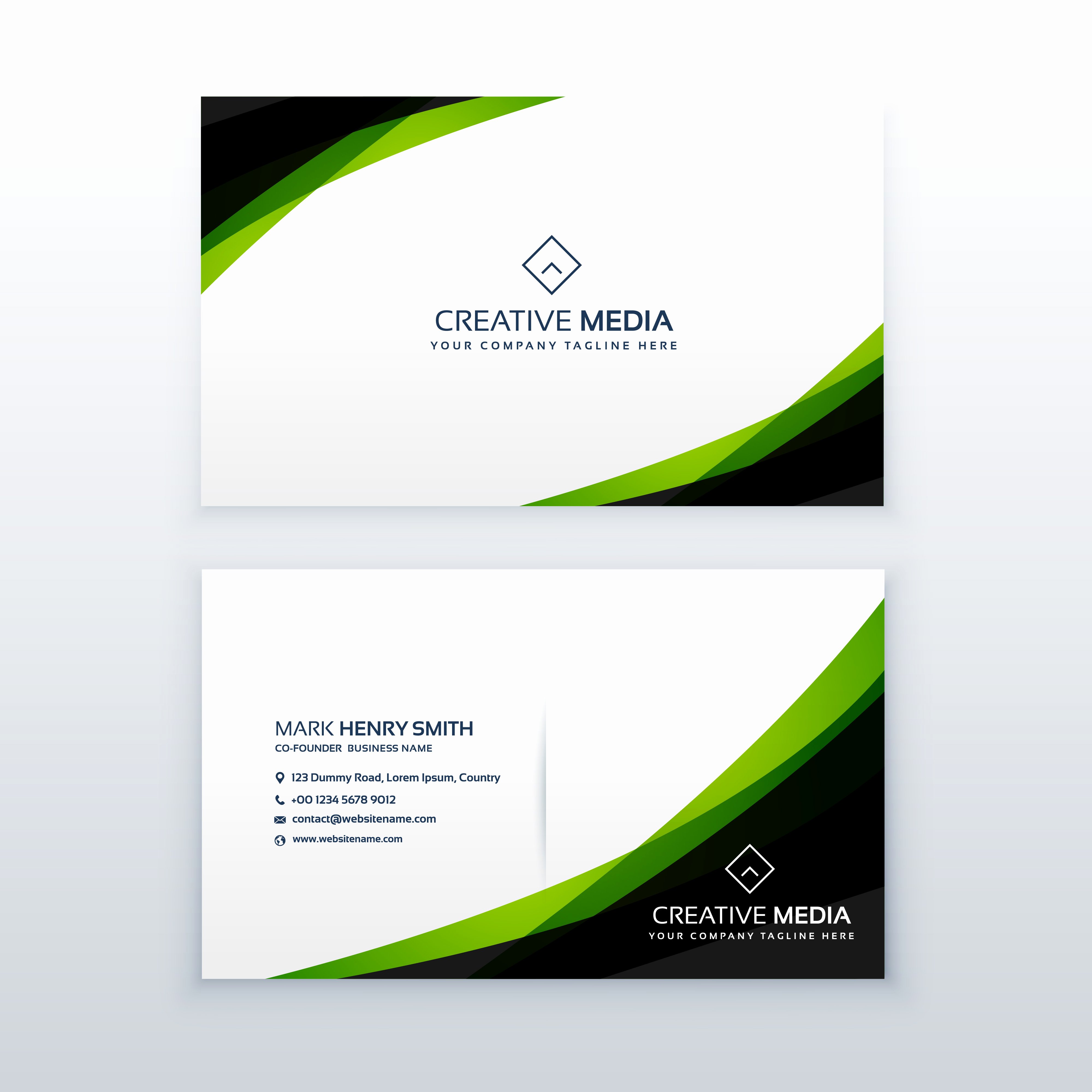 Clean Simple Green Business Card Design Template
