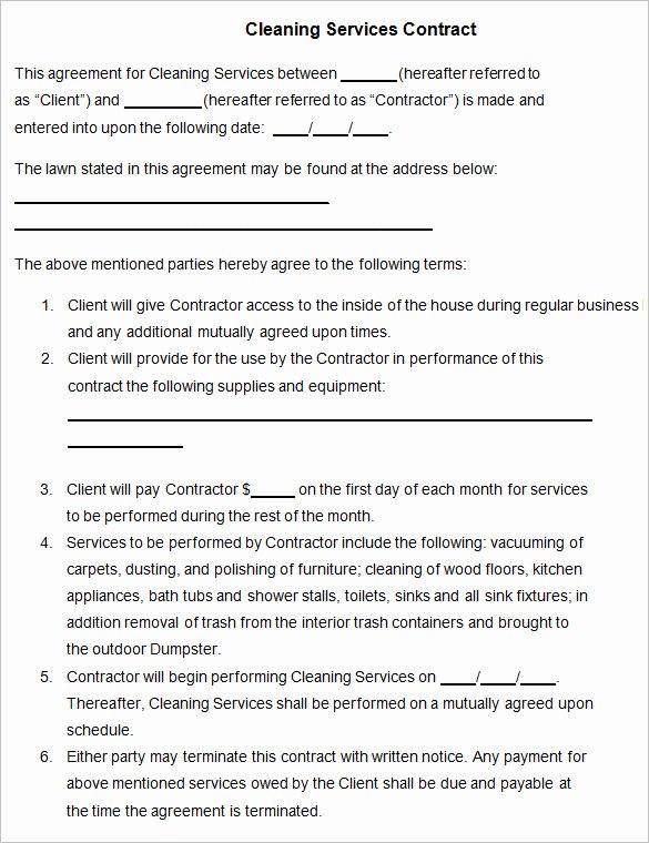 Cleaning Contract Template 17 Word Pdf Documents