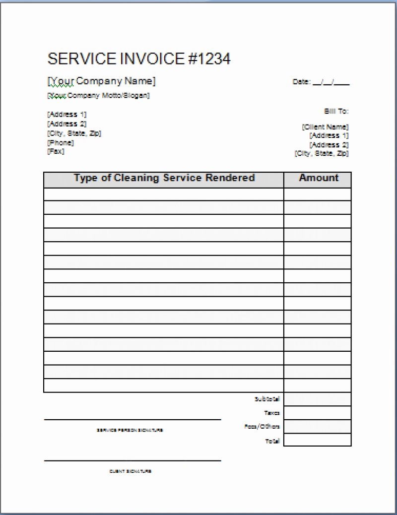 Cleaning Invoice Template Invoice Template Ideas