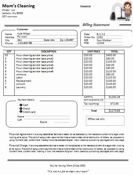 Cleaning Invoice Templates Printable Free
