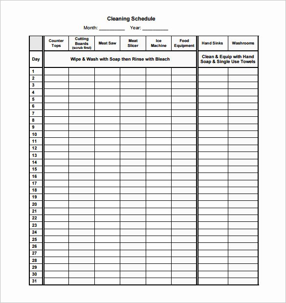 Cleaning Schedule Template 12 Free Sample Example