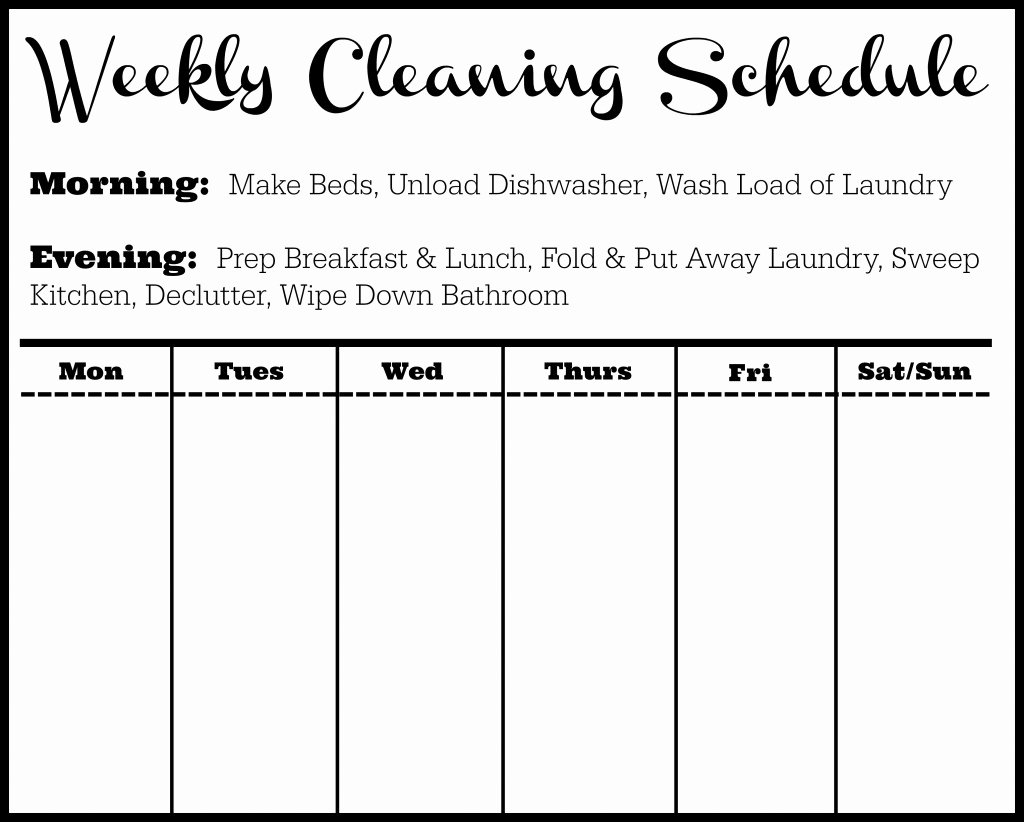 Cleaning Schedule Template Tips southern Savers