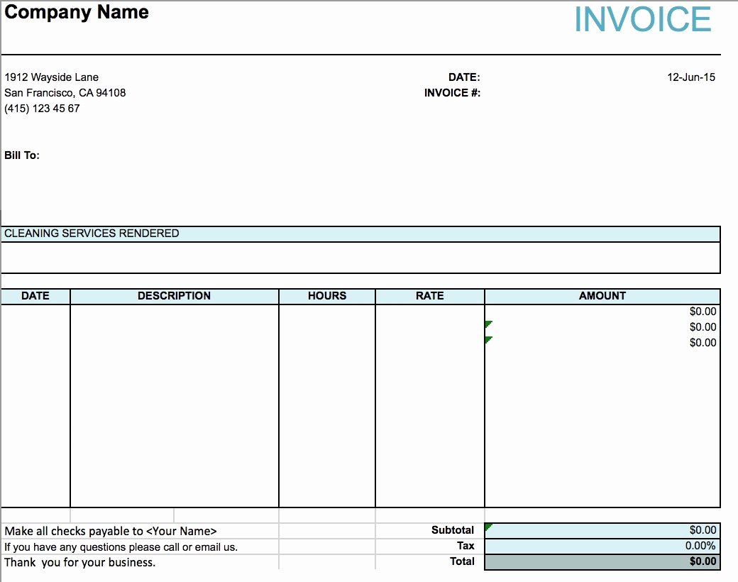 Cleaning Service Invoice Template Invoice Template Ideas