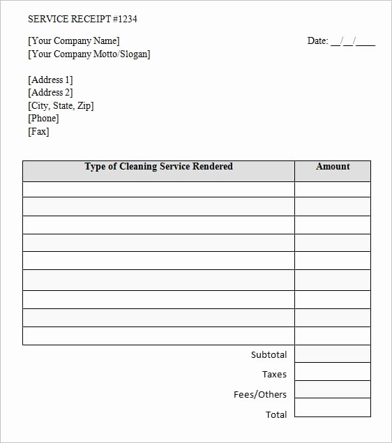 Cleaning Service Invoice Template Printable Word Excel