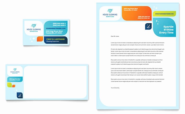 Cleaning Services Business Card Letterhead Templates HM D