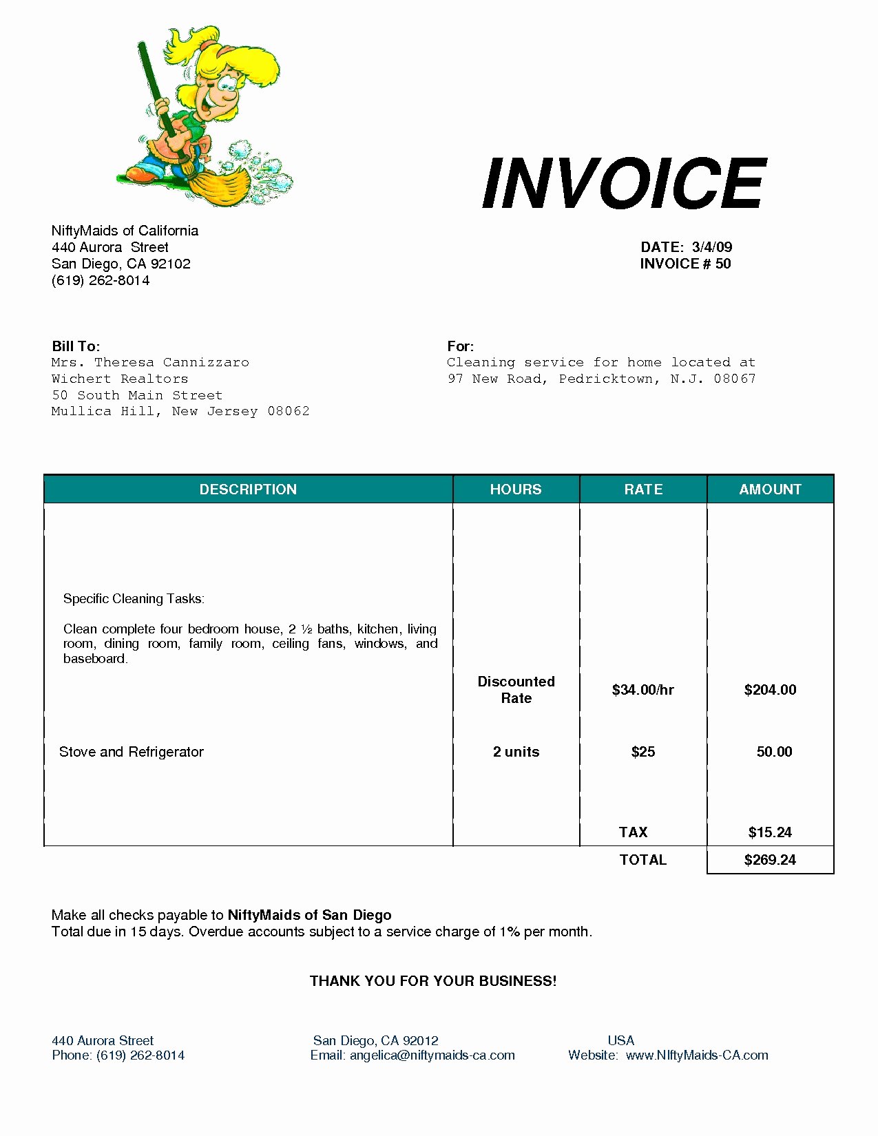 Cleaning Services Invoice Sample Invoice Template Ideas