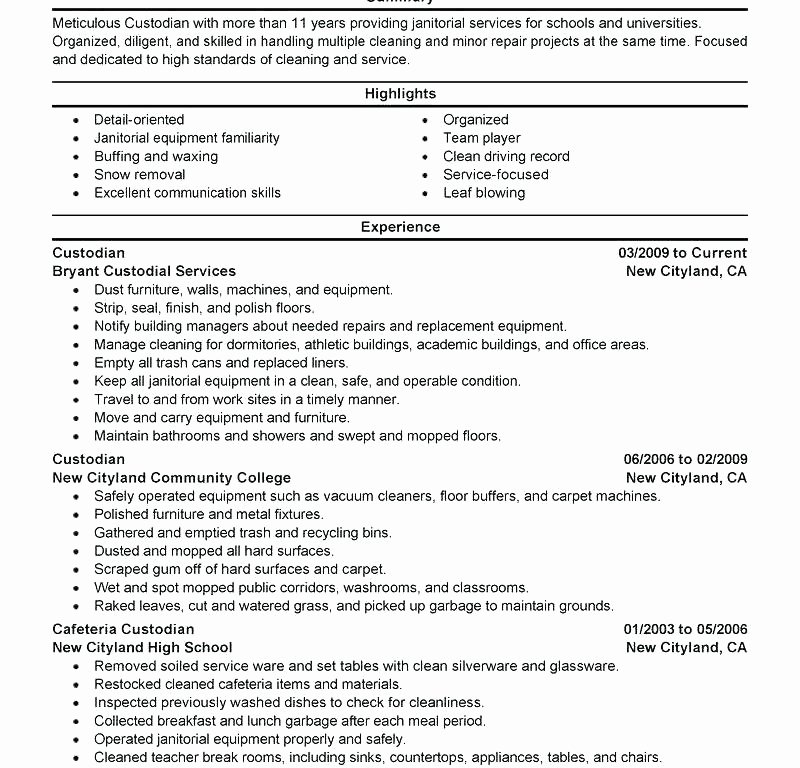 Cleaning Services Job Description Resume Janitor Job