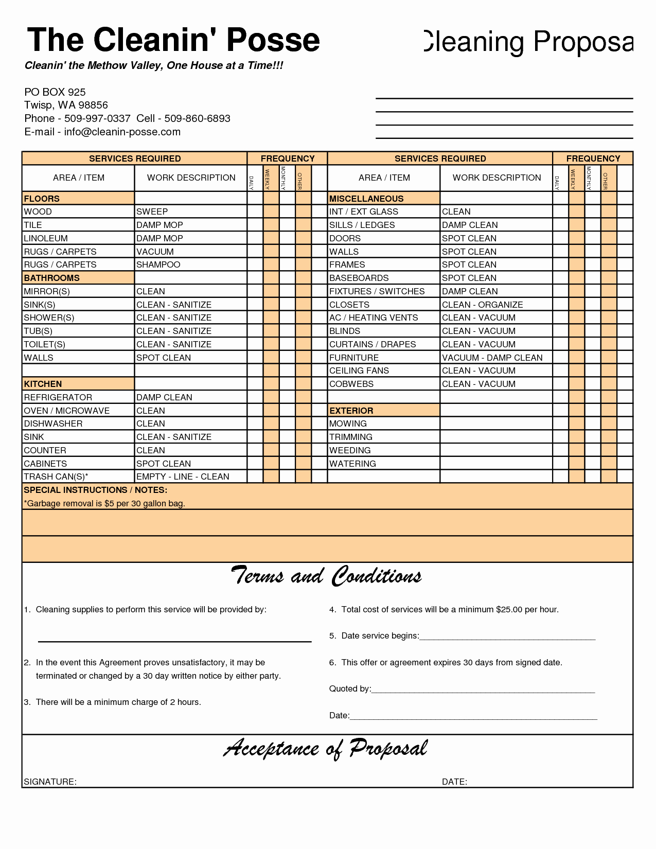 Cleaning Sign Off Sheet Free Printable