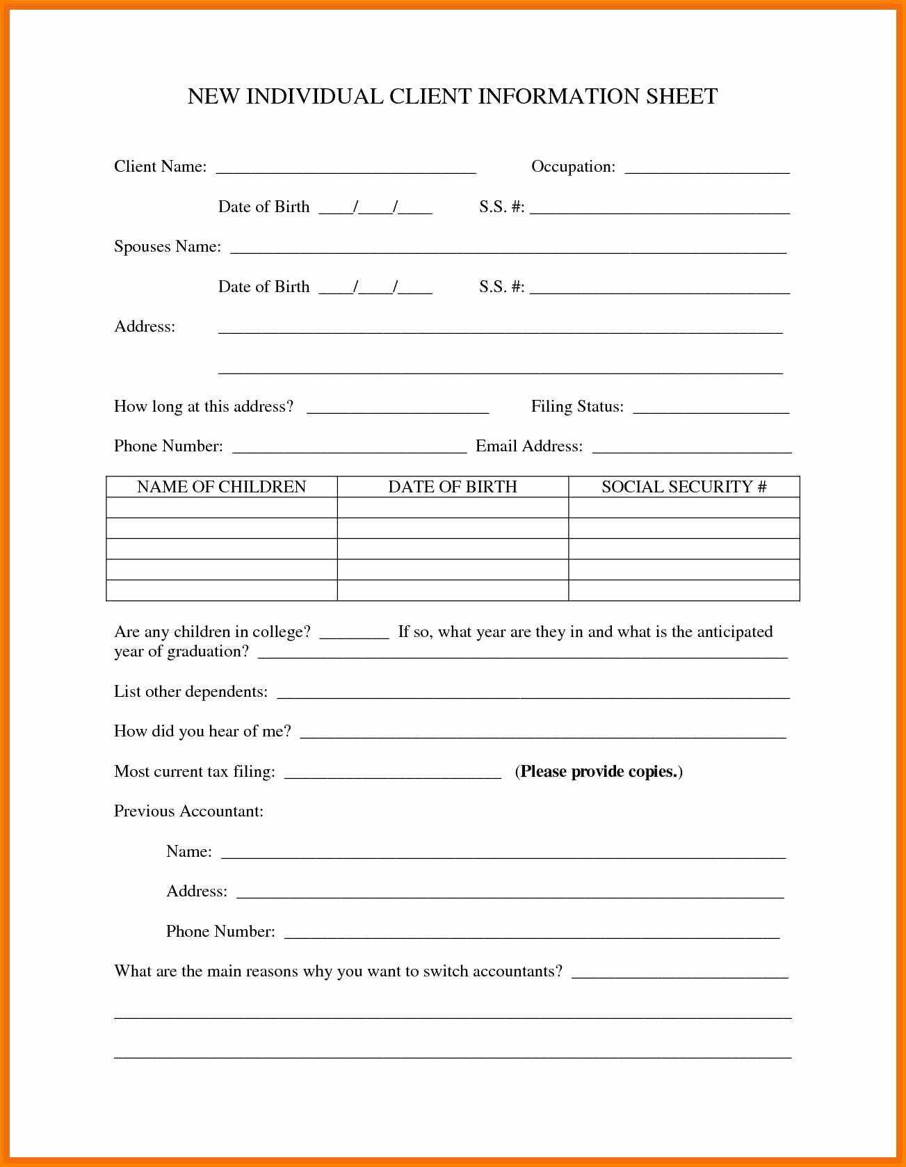 New Customer Form Template Word