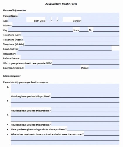Client Intake form Template