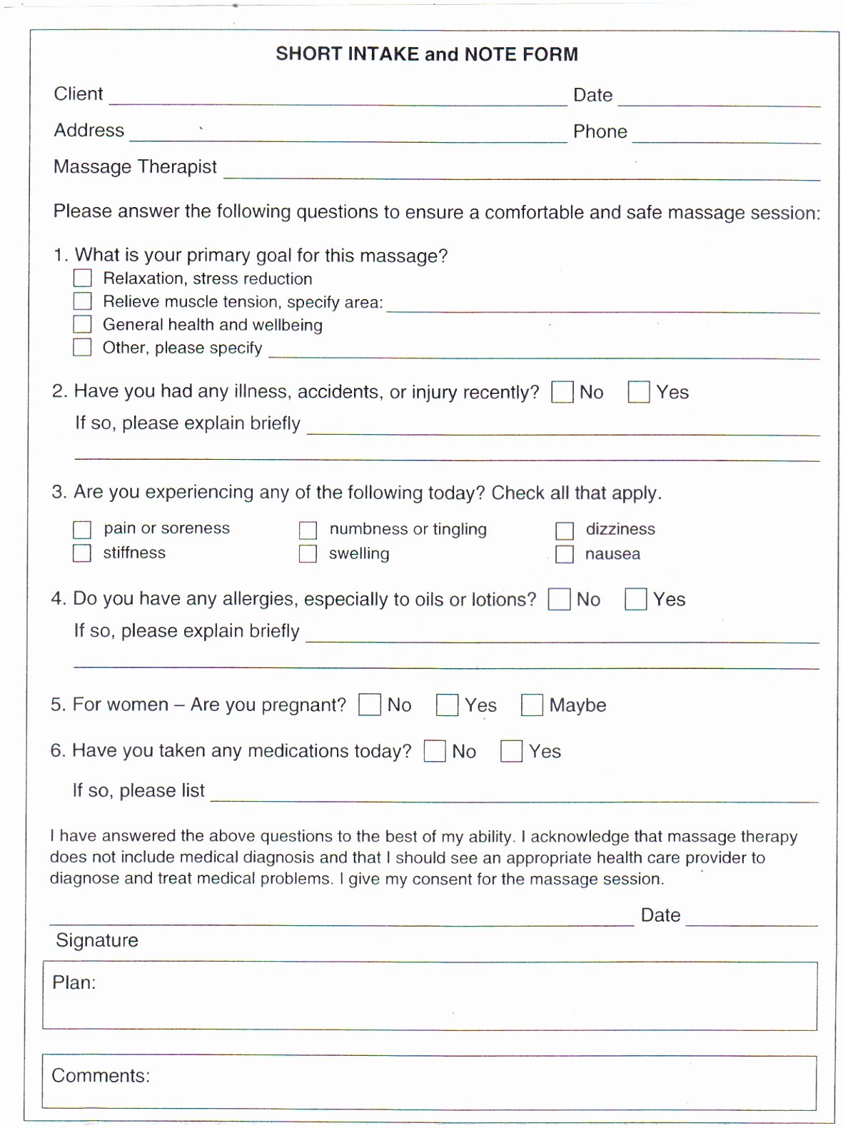 client intake forms images printable client intake form massage therapy template elegant pdf word excel templates eproj awwut