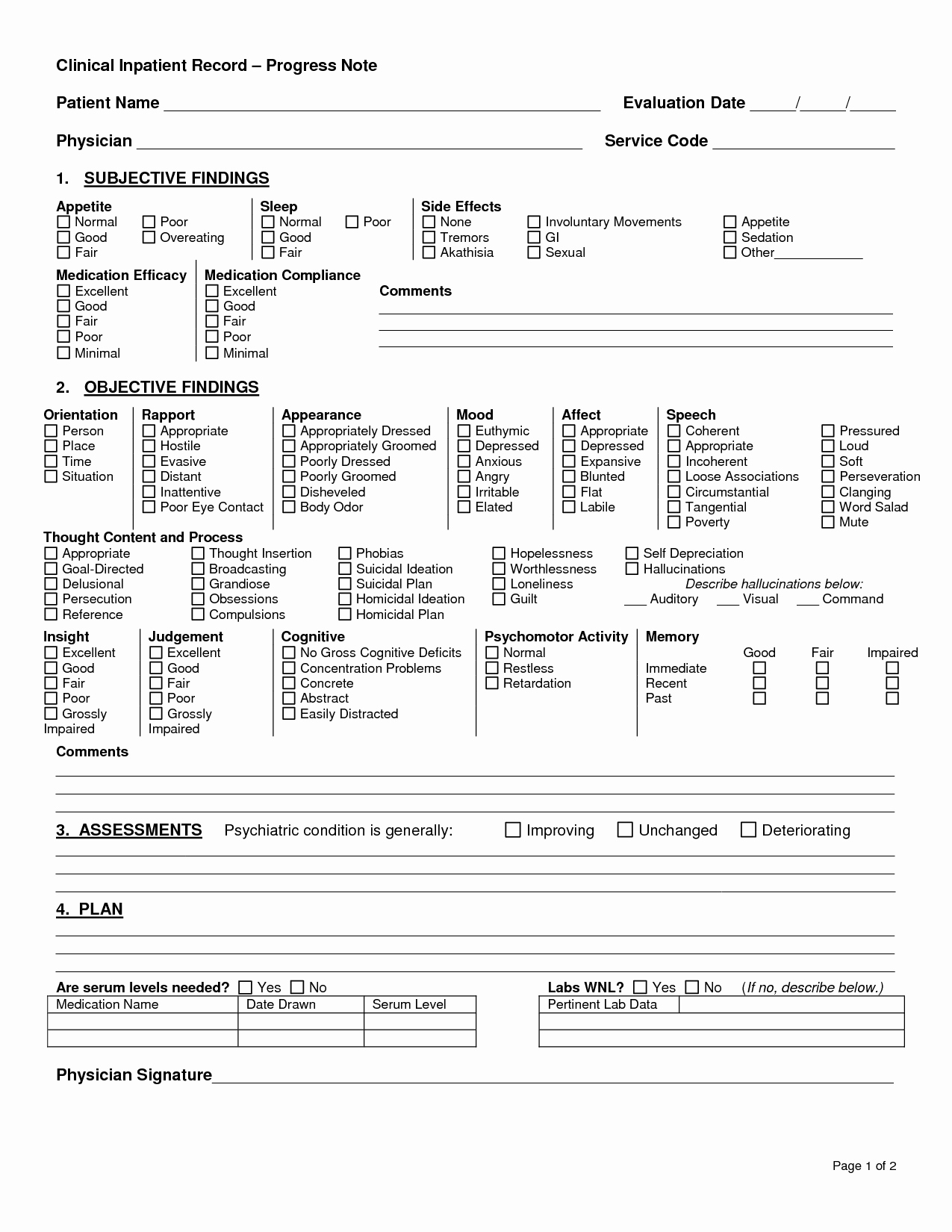 Clinical Progress Note Template