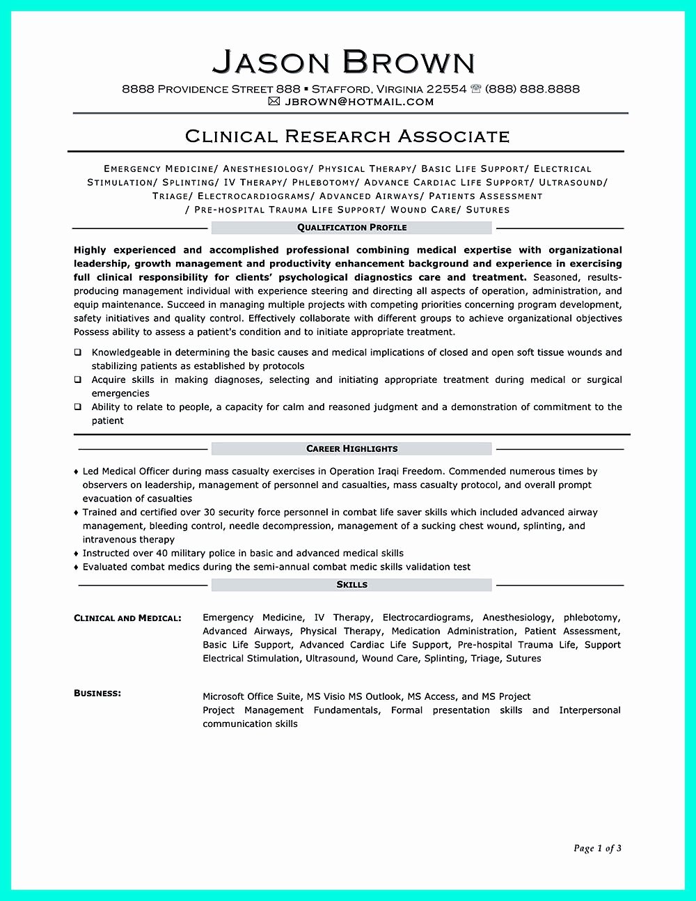 Clinical Research associate Resume Objectives are Needed
