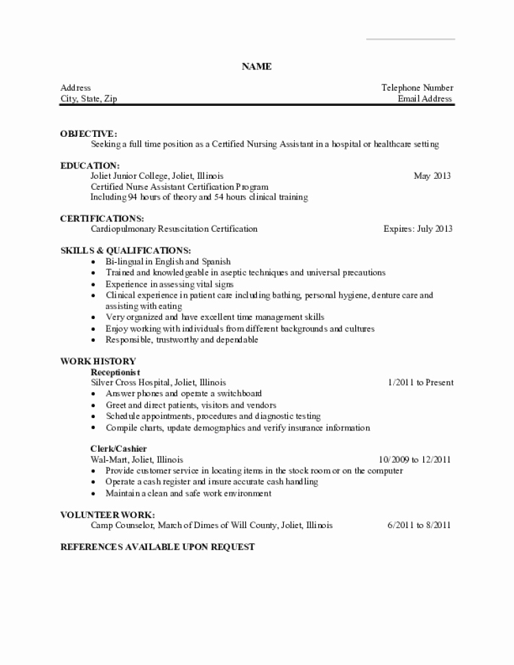 Cna Resume Samples Download Free Templates In Pdf and Word