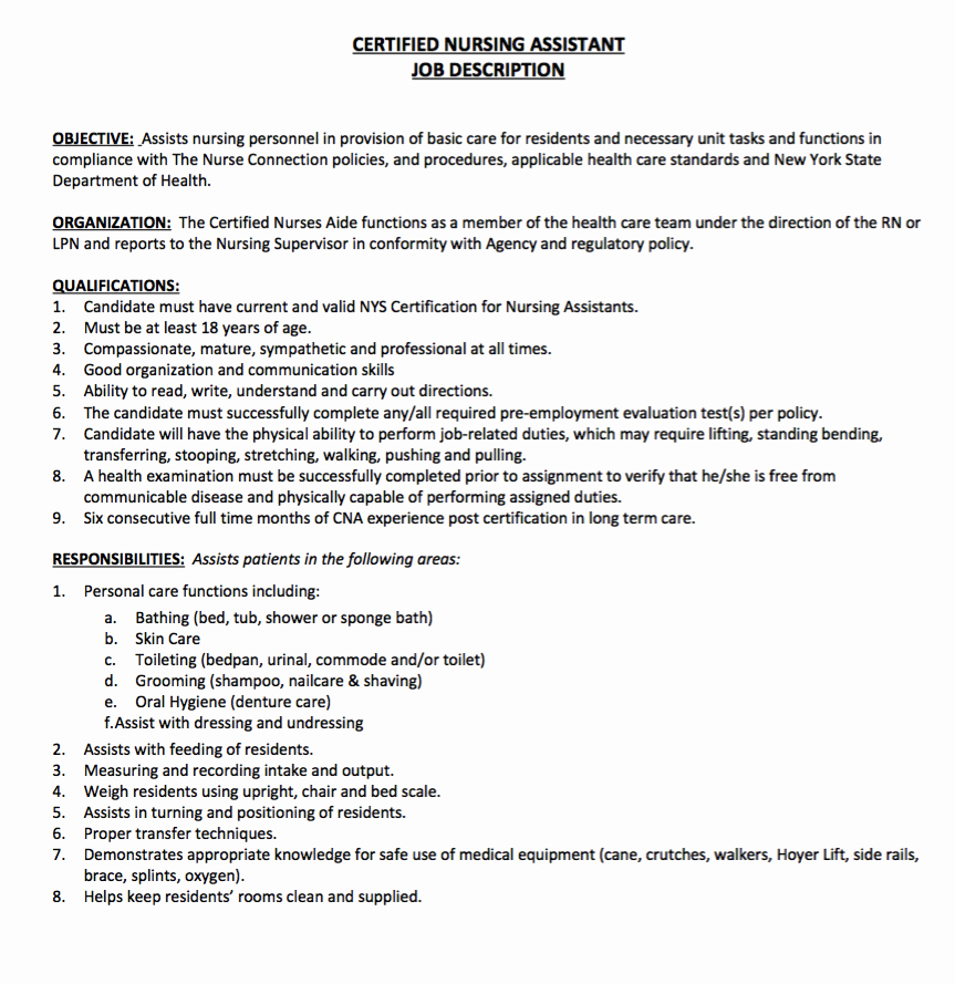 cna skills job description
