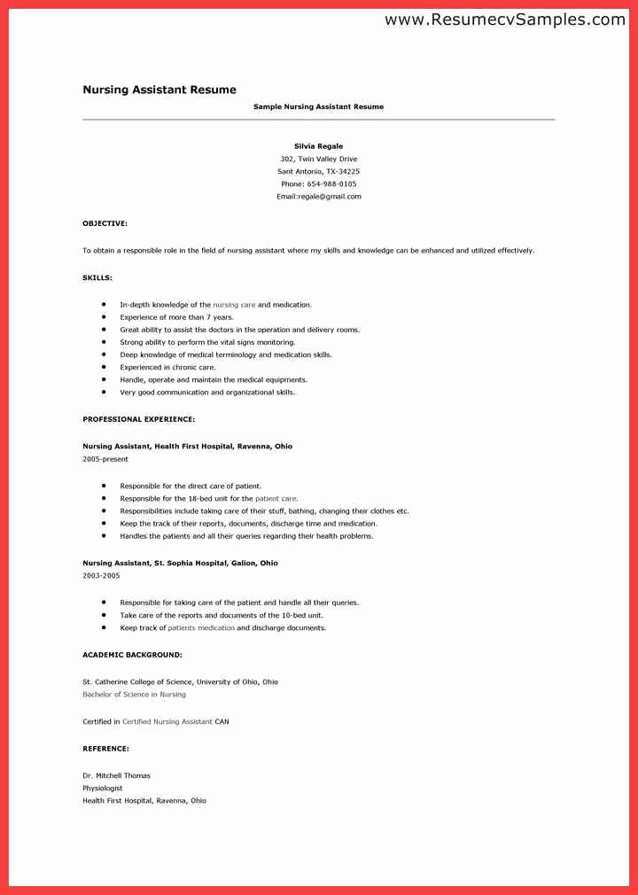 Cna Skills List for Resume