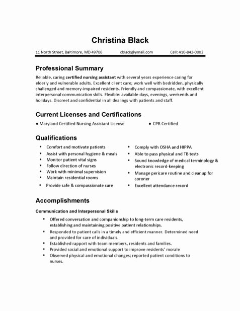 Cna Skills Resume for 2016 Samplebusinessresume