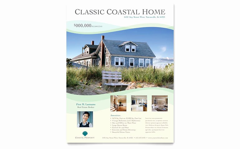 Coastal Real Estate Flyer Template Word &amp; Publisher