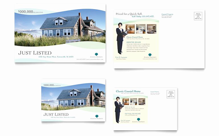 Coastal Real Estate Postcard Template Word &amp; Publisher