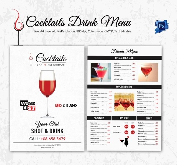 Cocktail Menu Template – 45 Free Psd Eps Documents