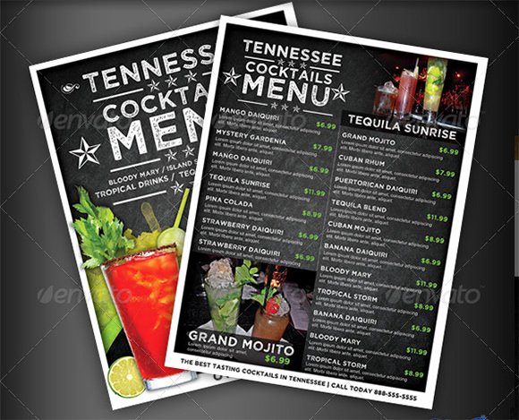cocktail menu template