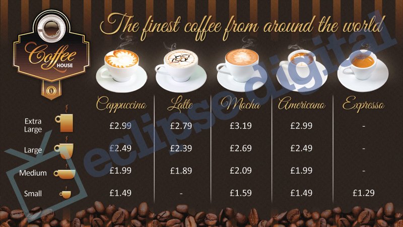 coffee shop version 2 menu board psd template