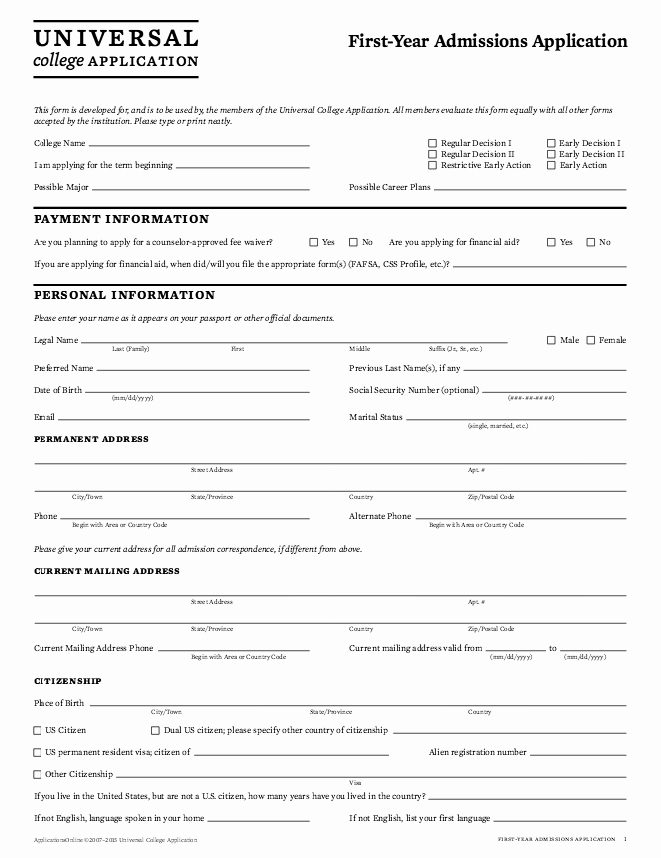 College Application Letter Sample