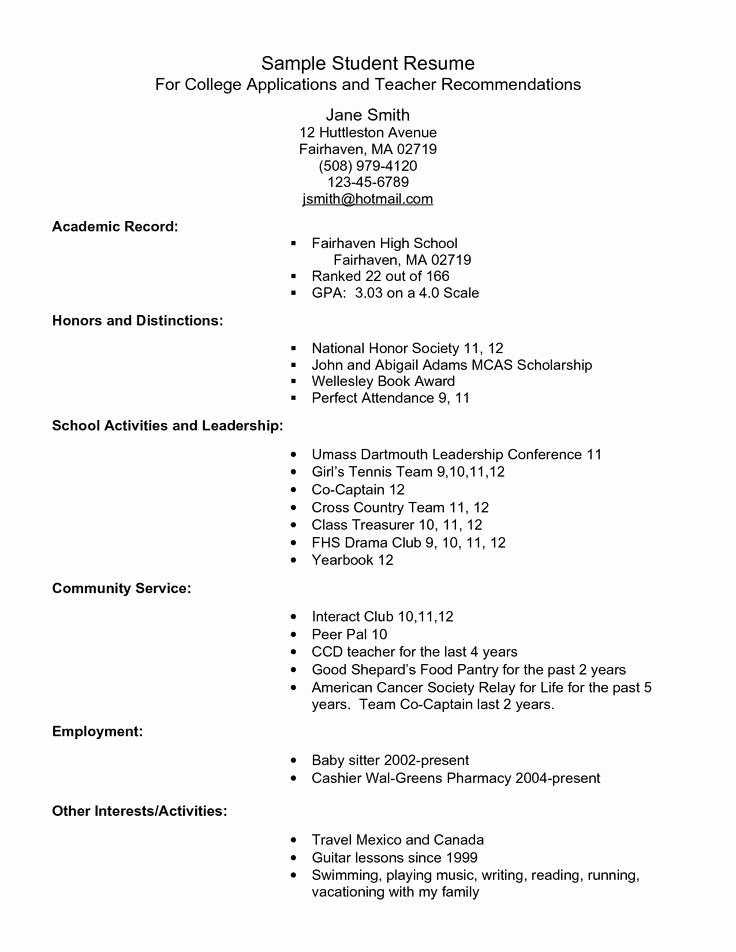 College Application Resume Samples Best Resume Collection