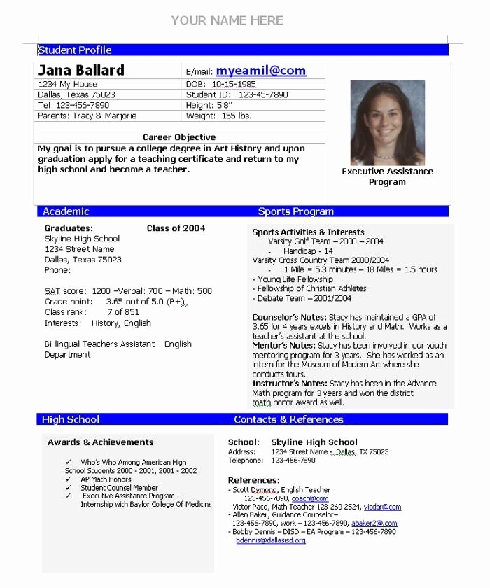 College athlete Resume Best Resume Collection