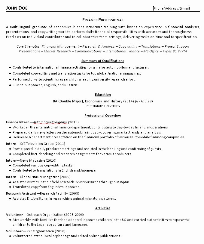 College Grad Resume Examples and Advice