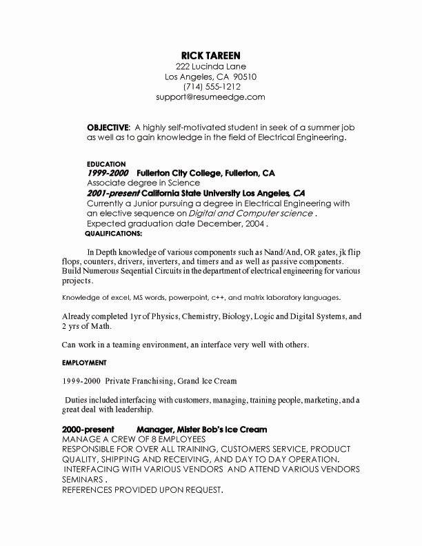 College Internship Resume Examples Best Resume Collection