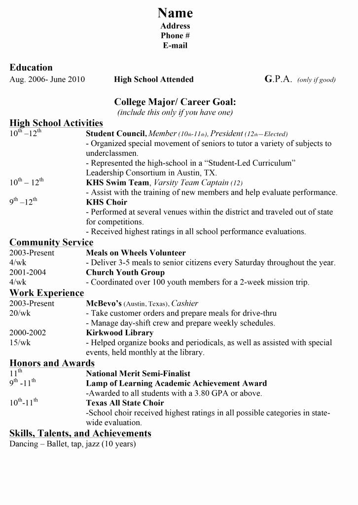 College Resumes for High School Seniors Best Resume