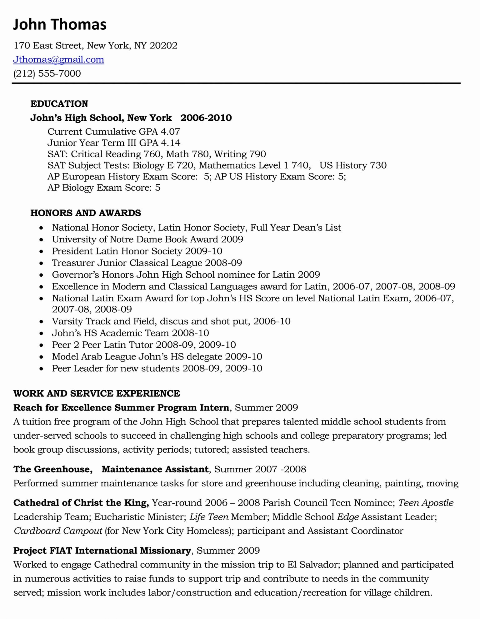 Resume For Scholarship Application