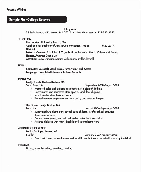 College Student Resume 7 Free Word Pdf Documents