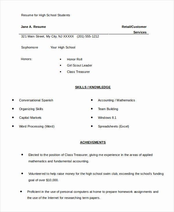 college student resume