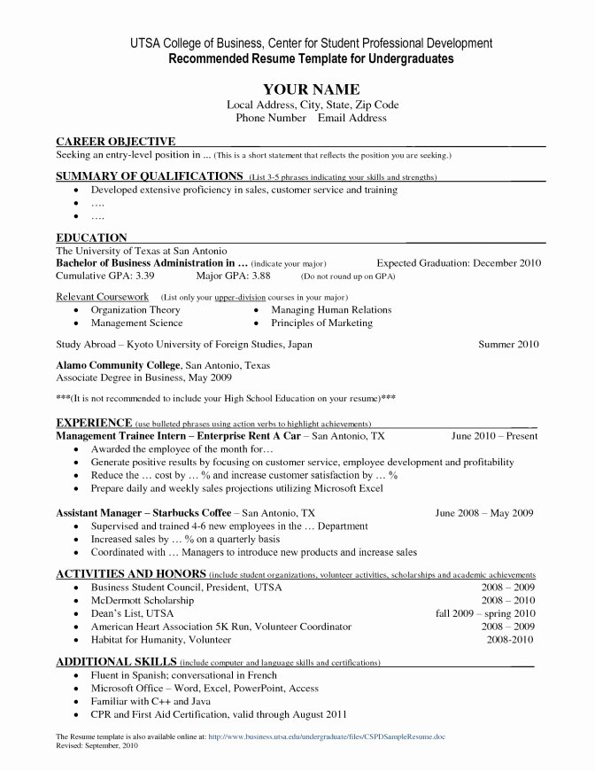 college student resume template microsoft word