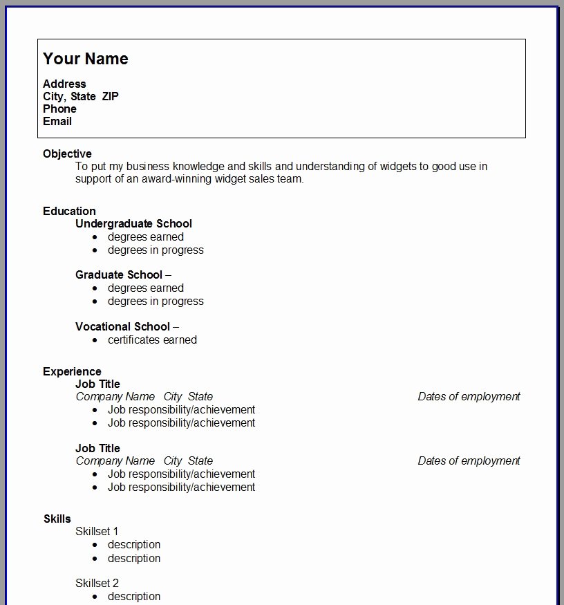 college student resume template microsoft word