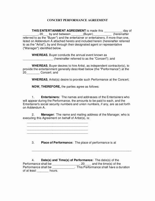 Concert Performance Contract