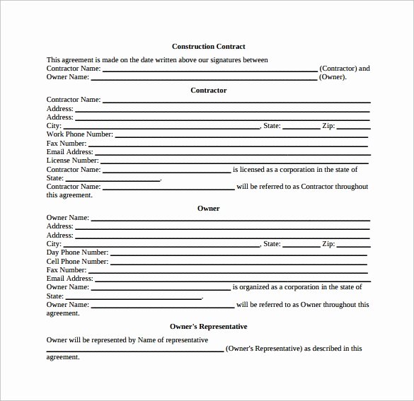 Construction Agreement forms