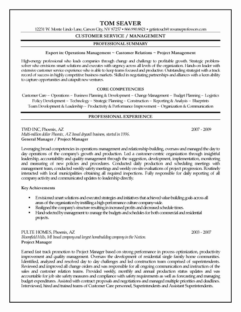Construction and Project Management Specialist Resume