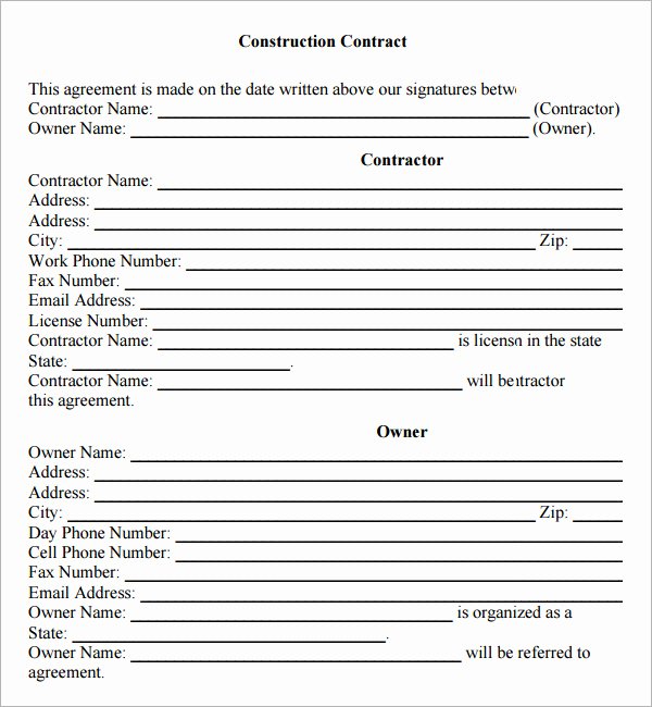 Construction Contract 7 Free Pdf Download