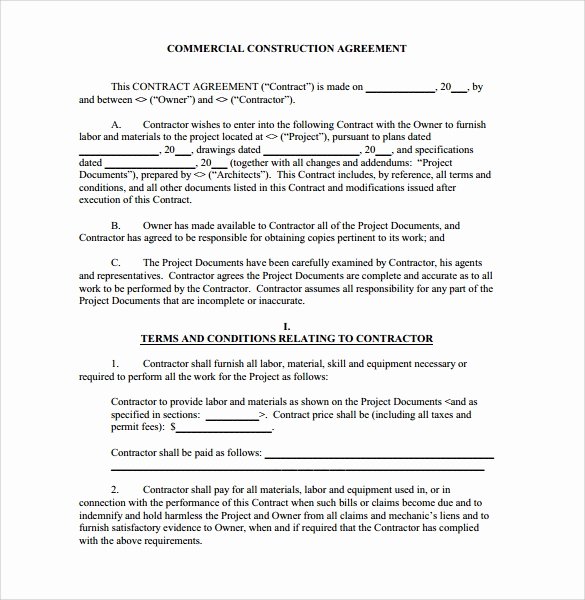 Construction Contract 9 Download Documents In Pdf